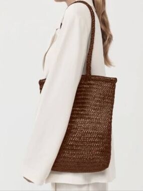 CEM Vintage Leather Woven Tote Bag Brown